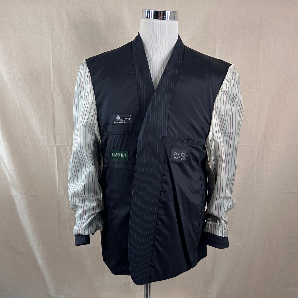 LRL Ralph Lauren 42S Suit 34x30 100% Wool Charcoal Pinstripe Two Button Vented - Picture 8 of 16